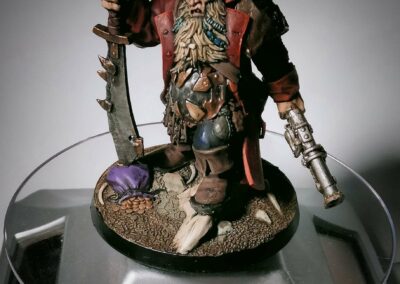 Miniatura de juego de rol pintada a mano: ogro pirata para HeroQuest con espada, escopeta y monedas.